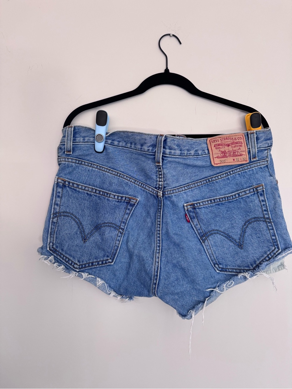 Levi's Light Blue Distressed Frayed Hem Denim Shorts